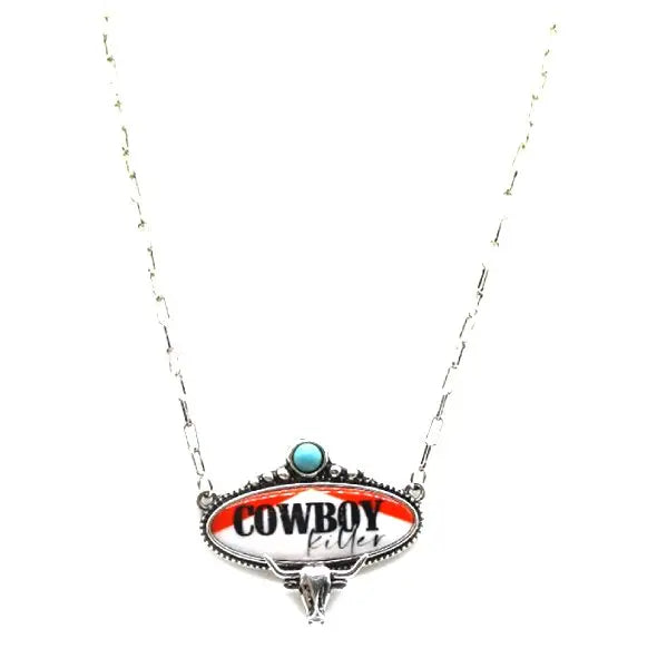 Western Cowboy Killer Steerhead Pendant Necklace - SN0645MUL