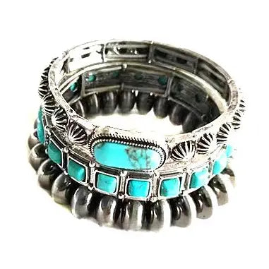 Western 3 Strand Navajo Pearl Stretch Bracelet - SB2286SBTQ