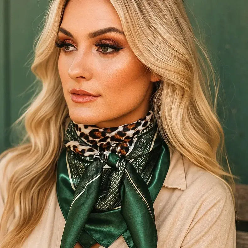 Rodeo Drive Green Animal Print Wild Rag / Scarf - WR3387