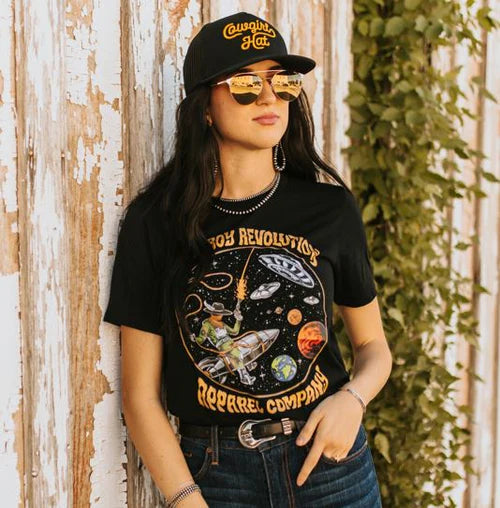 Cowboy Revolution "Cowgirl Hat" Black 5 Panel Trucker Hat