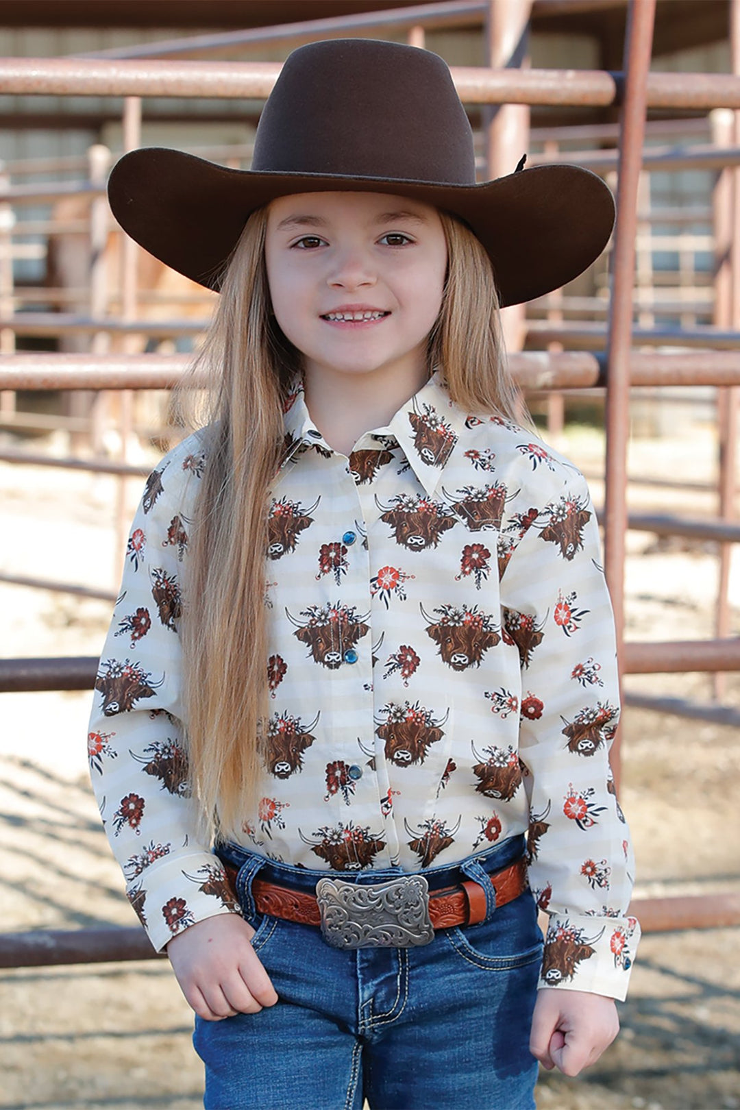 Girl's Cruel Girl Highlander Print Western Shirt CTW8040007