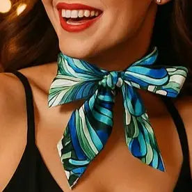 Blue and Green Western Skinny Mini Wild Rag Cowgirl Necktie - TW316