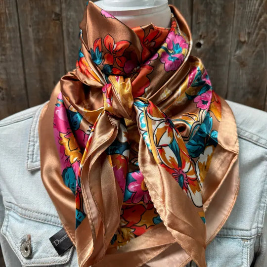 Rodeo Drive Tan Big Floral Wild Rag - WR1021
