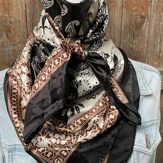 Rodeo Drive Two Tone Black Paisley Wild Rag / Scarf - WR2559