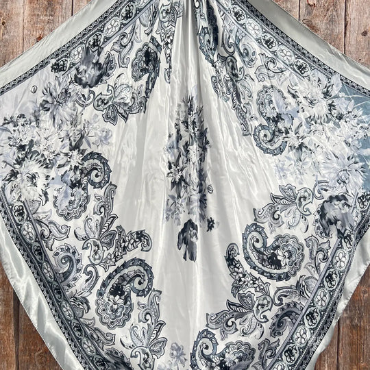 Rodeo Drive Silver & White Paisley Wild Rag/Scarf - WR172