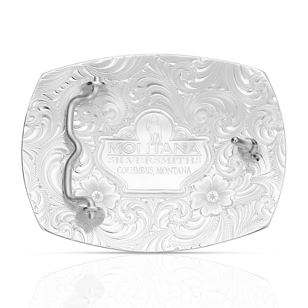 Montana Silversmiths Southwest Scroll Buckle with Buffalo Skull - 56100-1015