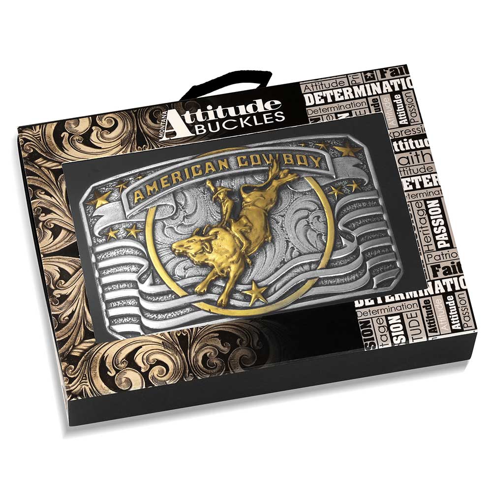 Montana Silversmiths American Cowboy Bull Rider Buckle - A1075P