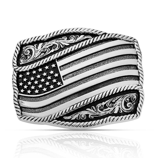 Montana Silversmith Classic Impressions Waving American Flag Attitude Buckle - A590S