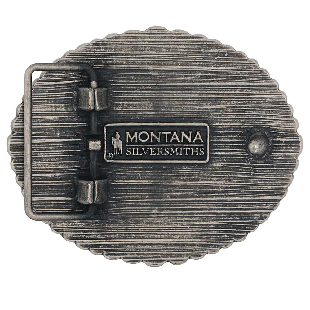 Montana Silversmiths Rustic Barbed Wire Longhorn Buckle - A972S