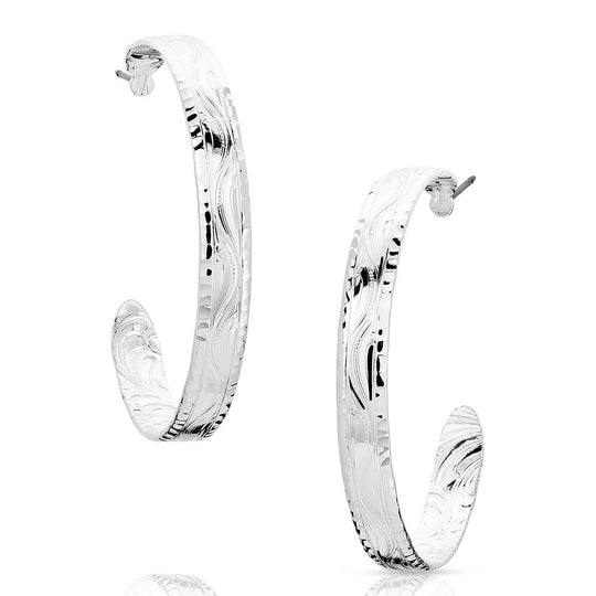 Montana Silversmiths Timeless Elegance Chiseled Hoop Earrings - ER5663