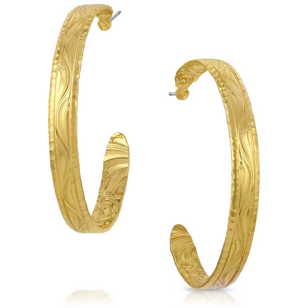 Montana Silversmiths Timeless Treasure Chiseled Hoop Earrings - ER5663G
