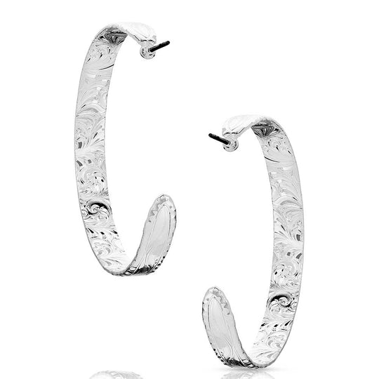 Montana Silversmiths Timeless Elegance Chiseled Hoop Earrings - ER5663