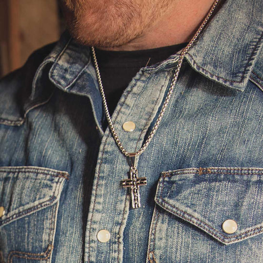 Montana Silversmiths Barbed Wire Cross Necklace - NC5602