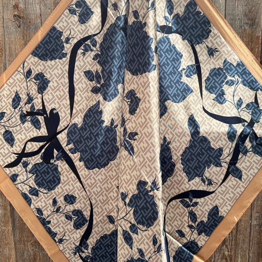 Rodeo Drive Navy & Cream Floral Wild Rag - WR3404