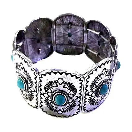 Western Rectangle Concho Stretch Bracelet - SB2310SBTQ