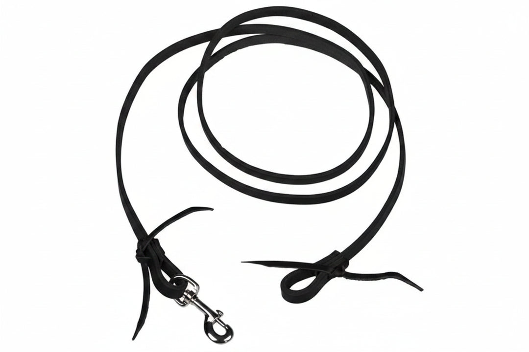 Berlin Leather 5/8"x 8' Roping Reins Black Non Oiled - BK508