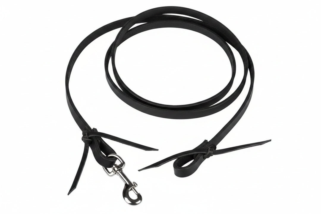 Berlin Leather 1/2"x 8' Roping Reins Black Non Oiled - BK506