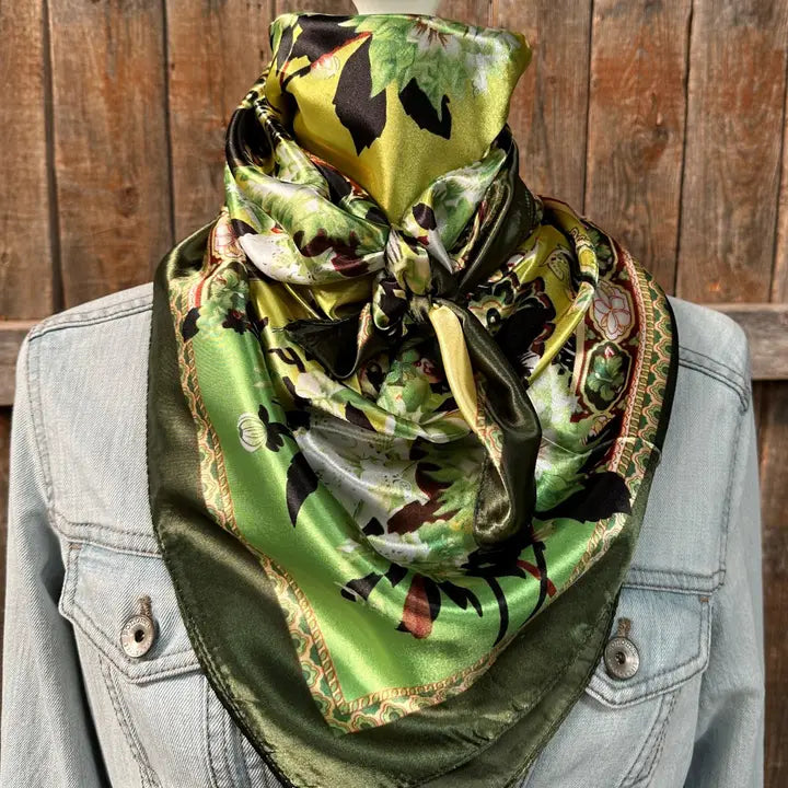 Rodeo Drive Green Floral Paisley Wild Rag - WR174