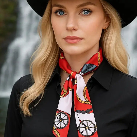 Rodeo Drive Red Western Skinny Mini Wild Rag Scarf Cowgirl Necktie - TW322