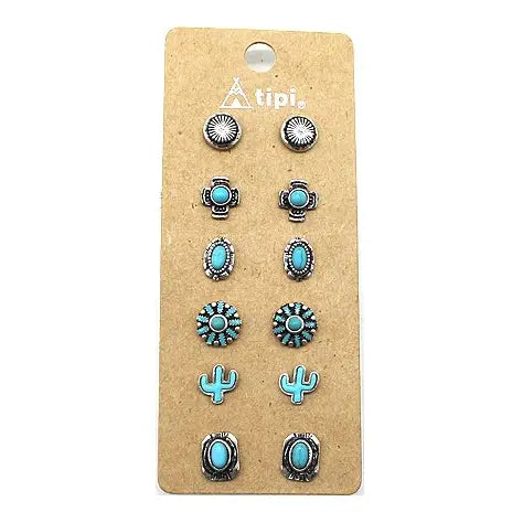 Western 6 Dainty Post Earring Set