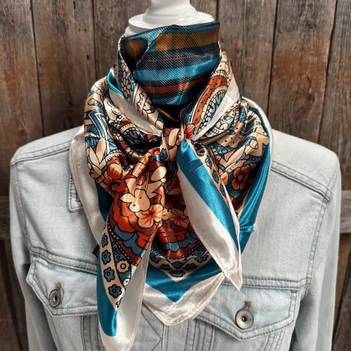 Rodeo Drive Teal & Cream Paisley Wild Rag - WR910
