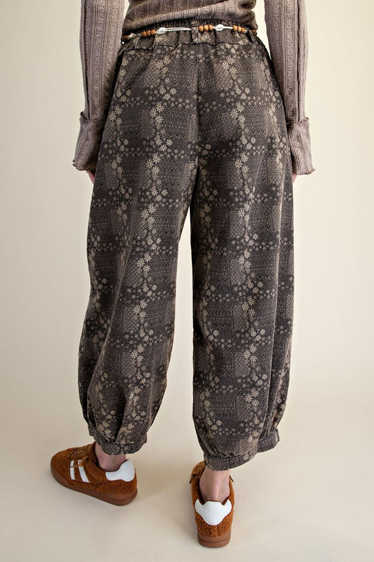 Ladies Easel Patchwork Print Mineral Pants - EB58077