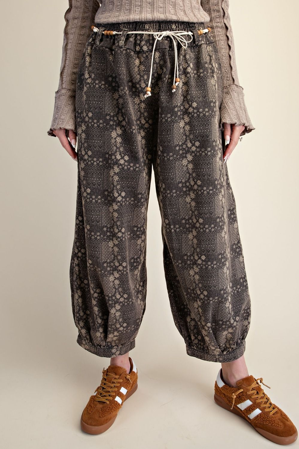 Ladies Easel Patchwork Print Mineral Pants - EB58077