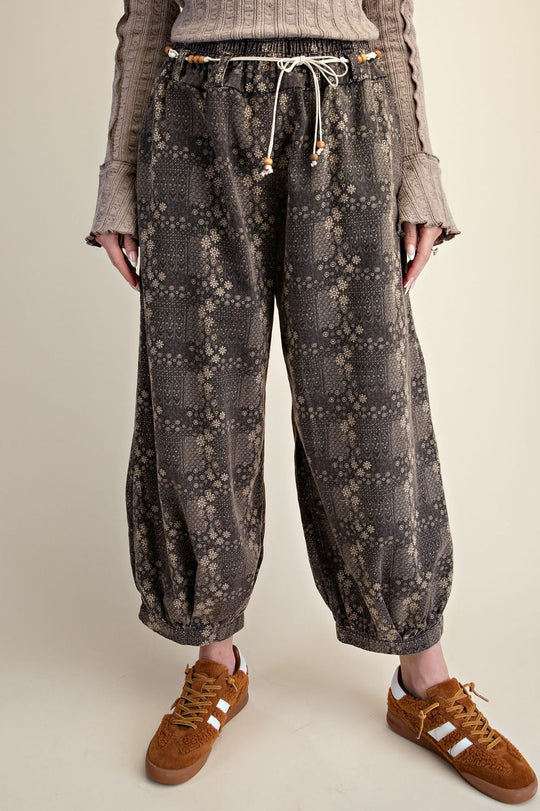 Ladies Easel Patchwork Print Mineral Pants - EB58077