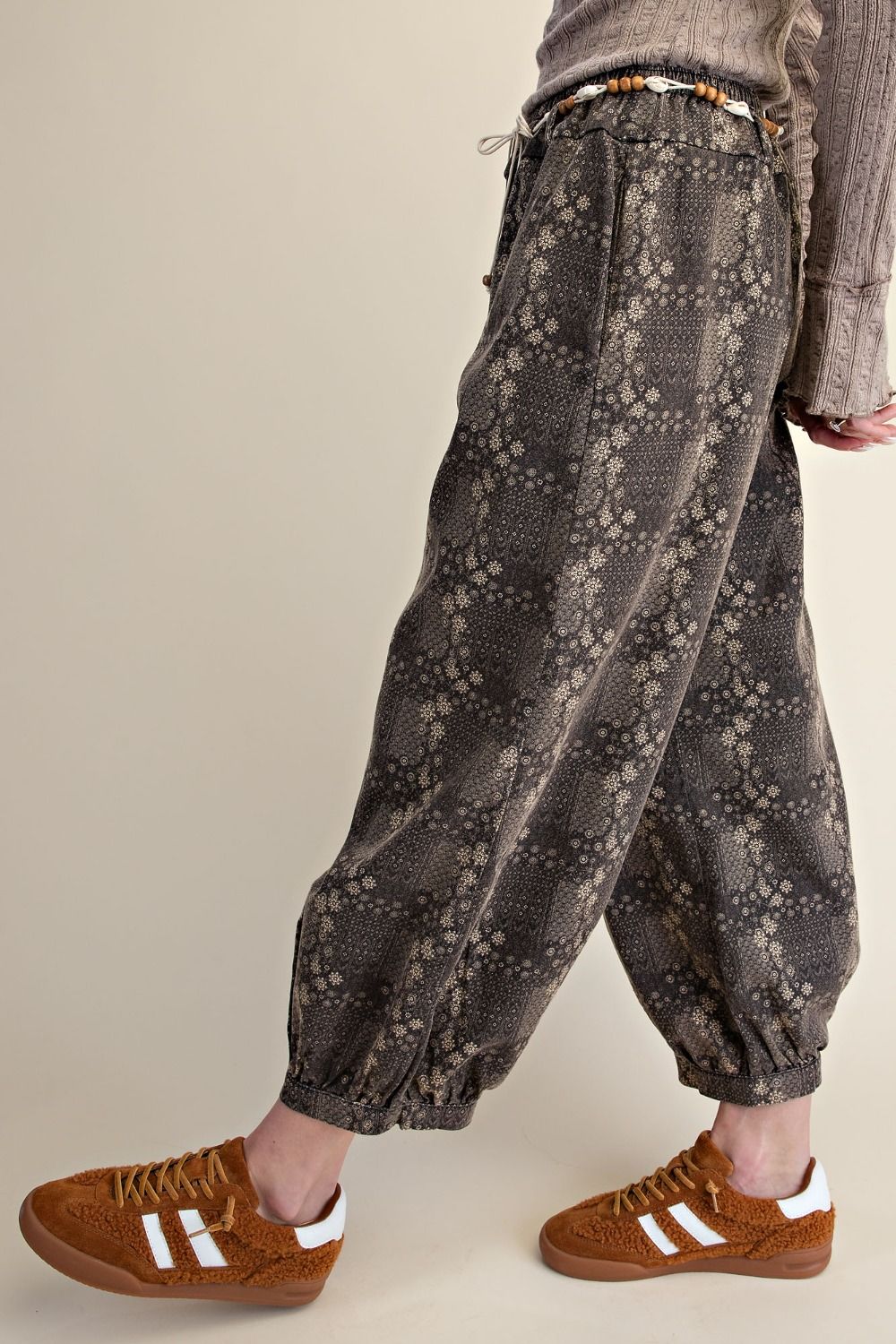 Ladies Easel Patchwork Print Mineral Pants - EB58077