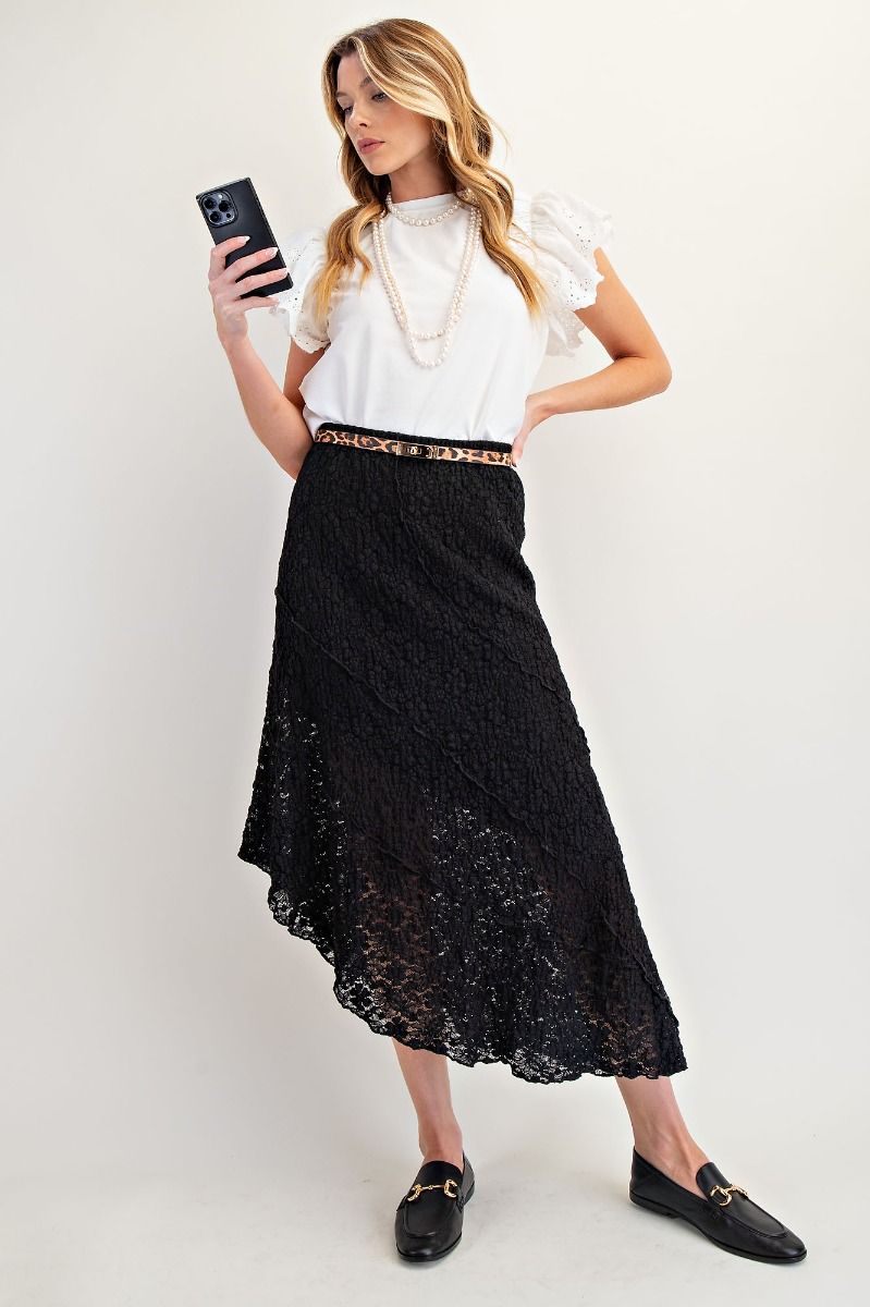 Ladies Easel Lace Asymmetrical Skirt - EB90011