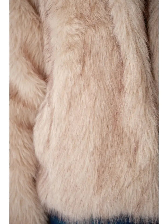 Ladies Blue B Faux 2 Tone Fur Hook & Eye Enclosure Coat - 37006J