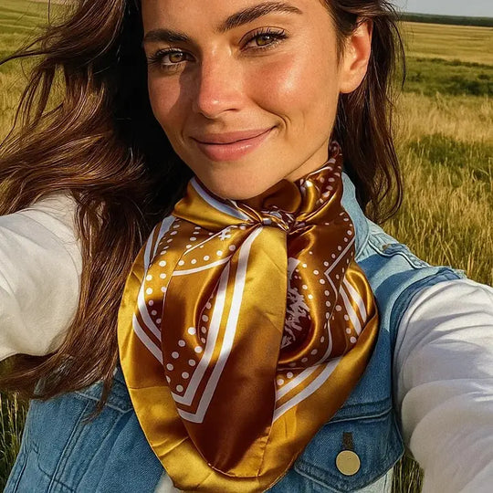 Rodeo Drive Mustard Floral Paisley Wild Rag - WR3379