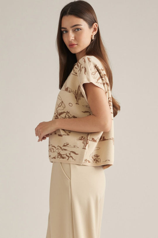 Ladies Entro Cap Sleeve Sweater Top - T33546