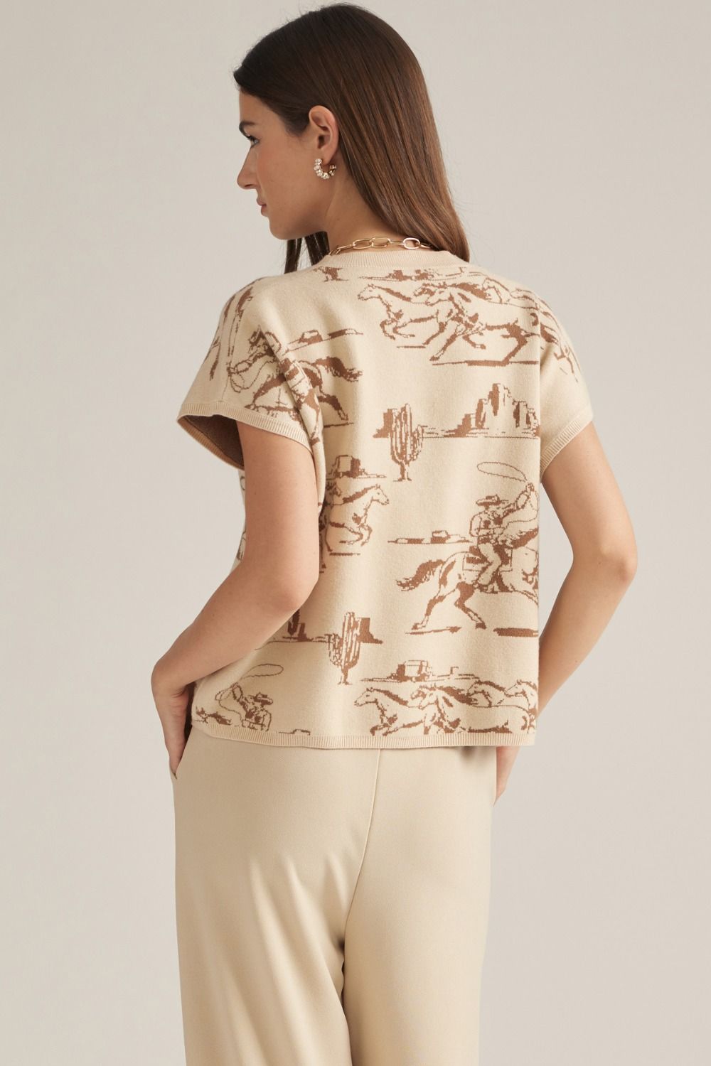 Ladies Entro Cap Sleeve Sweater Top - T33546