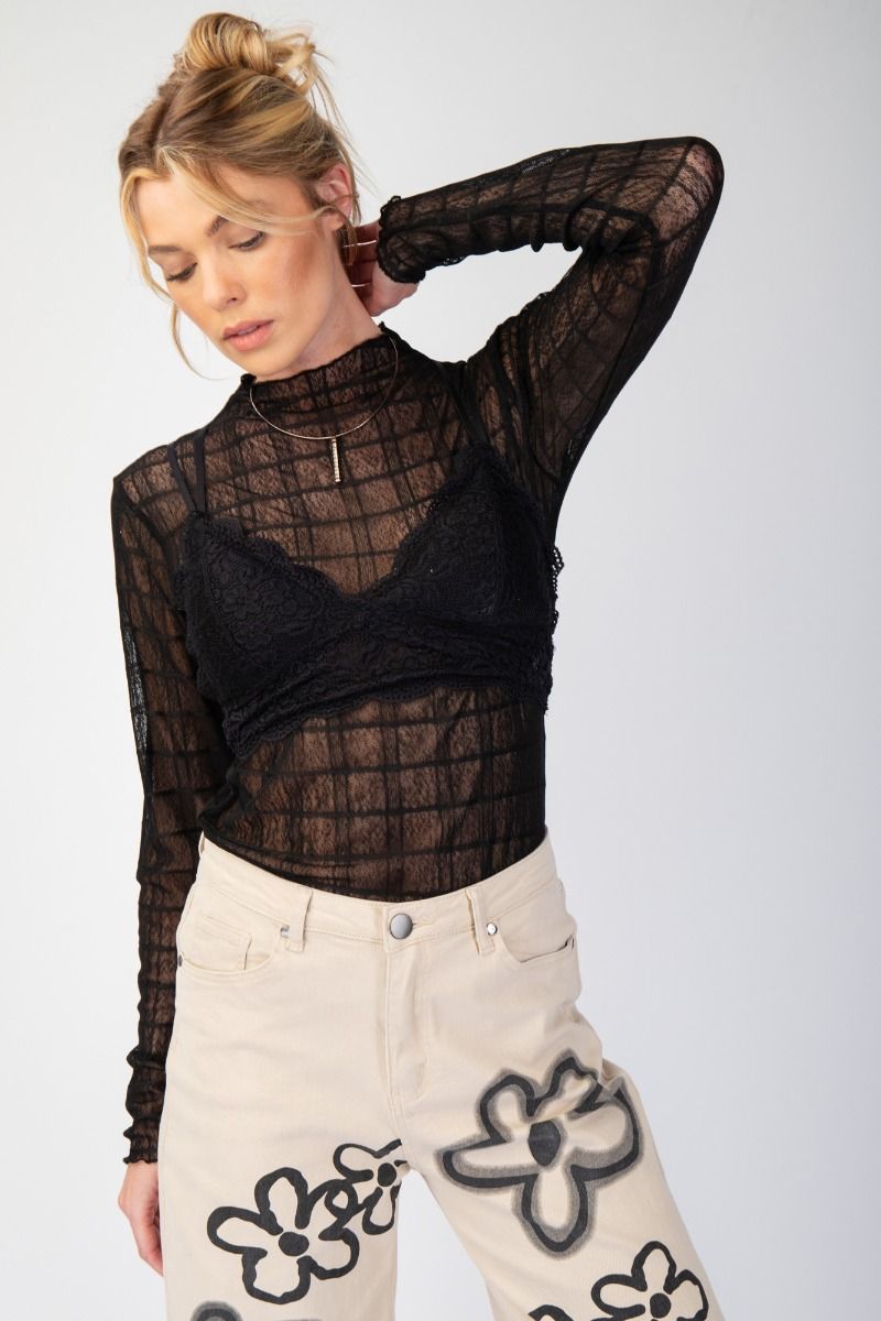 Ladies Easel Textured Meshed Fitted Top - ET23622
