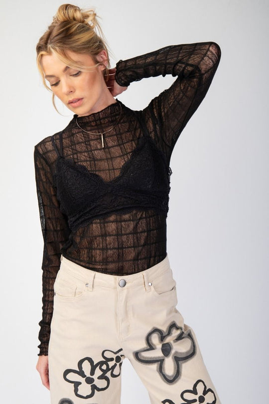 Ladies Easel Textured Meshed Fitted Top - ET23622