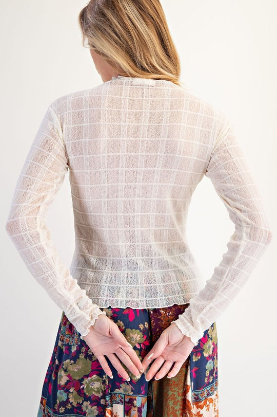 Ladies Easel Textured Meshed Fitted Top - ET23622