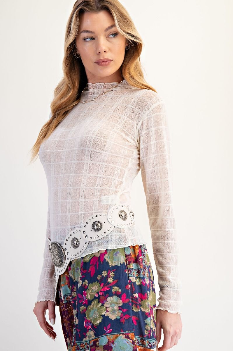 Ladies Easel Textured Meshed Fitted Top - ET23622