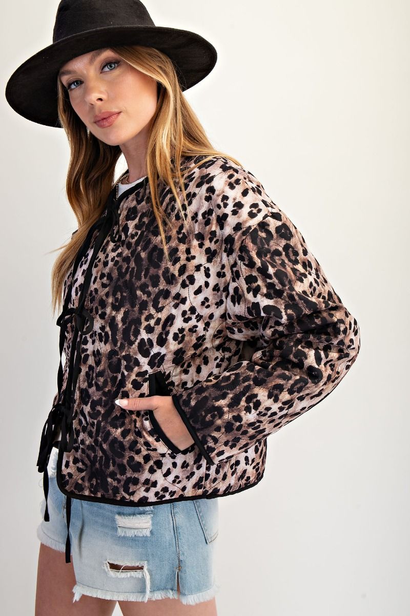 Ladies Easel Animal Print Quilted Jacket - ET71834