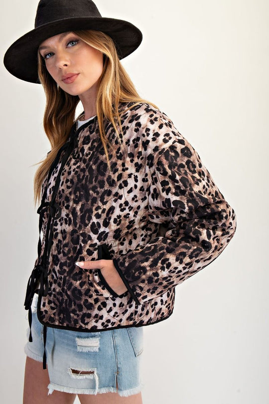 Ladies Easel Animal Print Quilted Jacket - ET71834