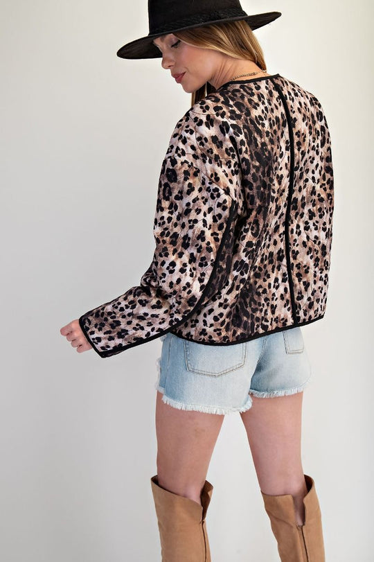 Ladies Easel Animal Print Quilted Jacket - ET71834