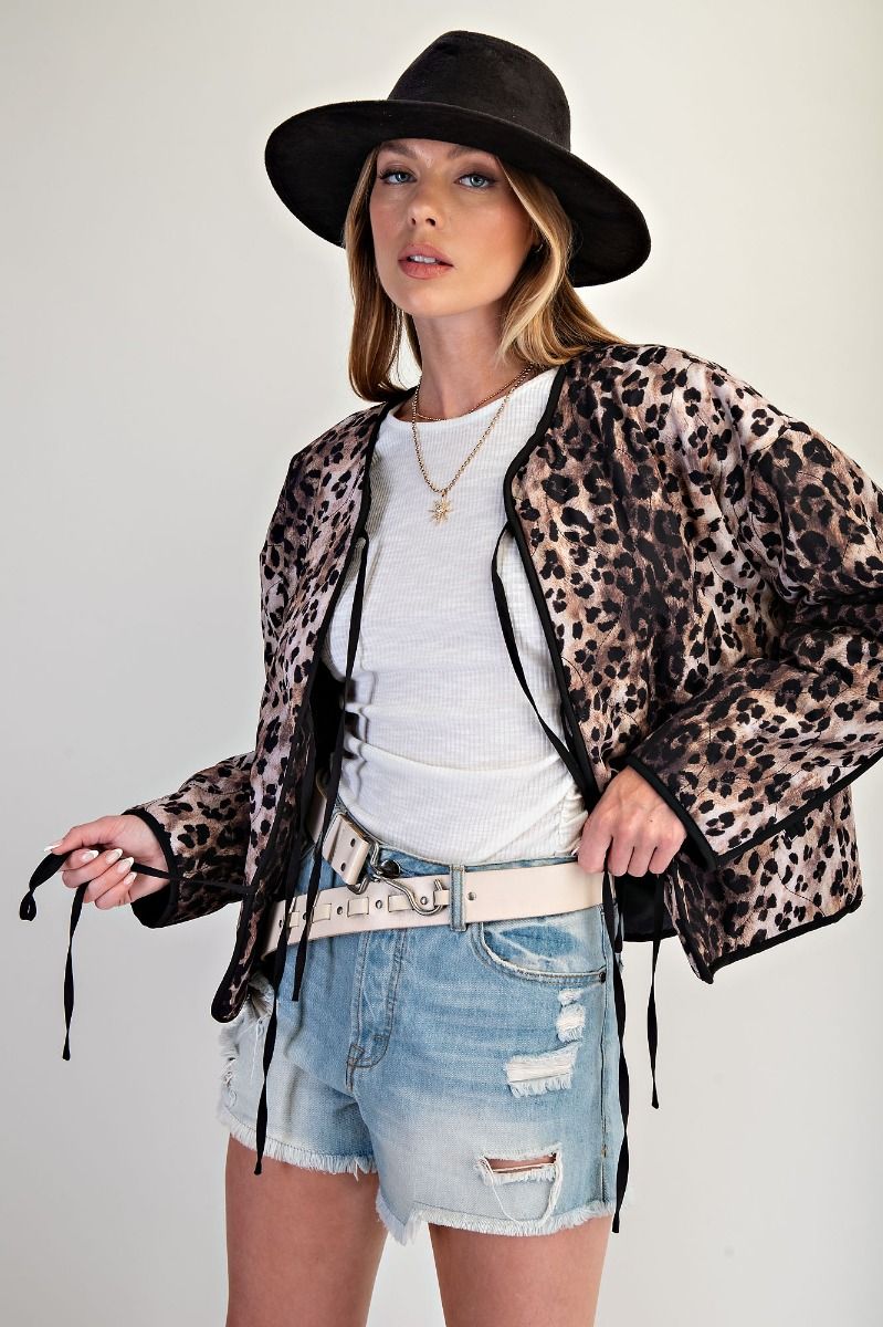 Ladies Easel Animal Print Quilted Jacket - ET71834