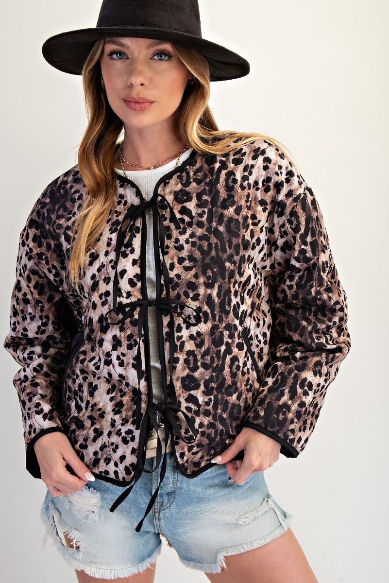 Ladies Easel Animal Print Quilted Jacket - ET71834