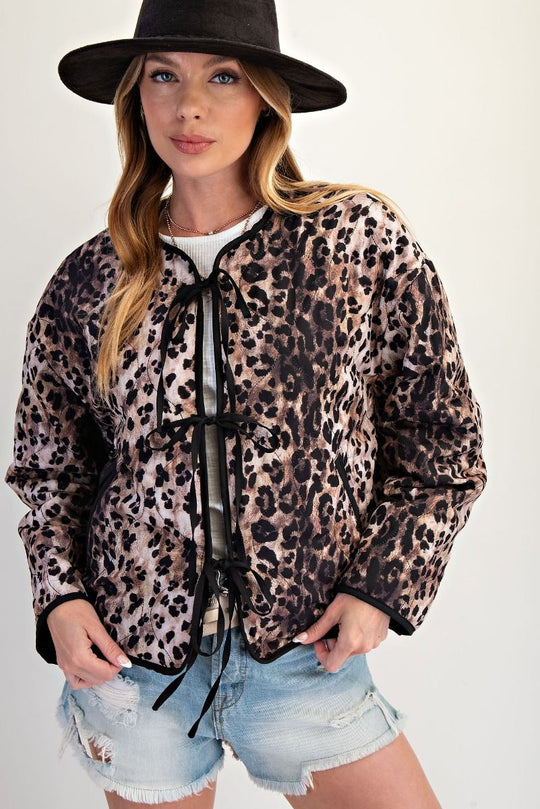 Ladies Easel Animal Print Quilted Jacket - ET71834