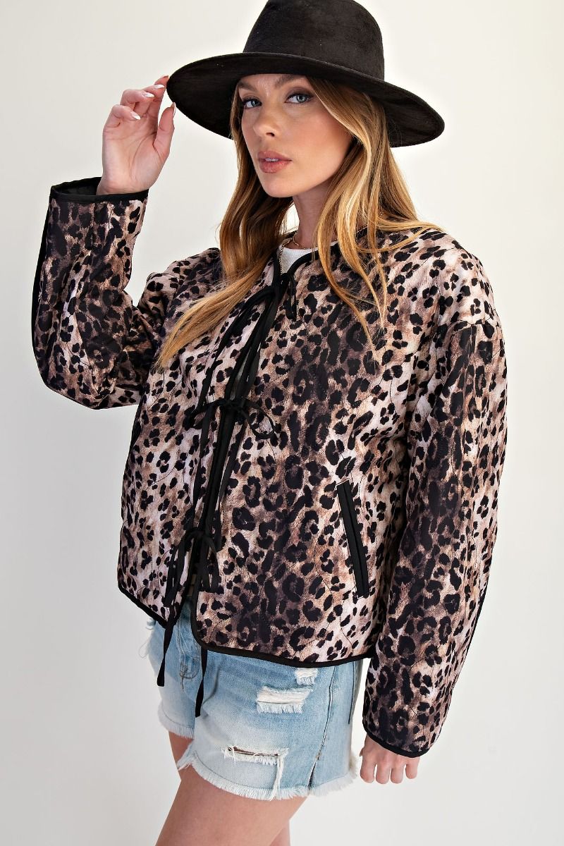 Ladies Easel Animal Print Quilted Jacket - ET71834