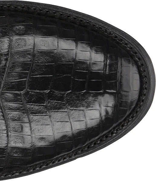 Men's Tony Lama Tremaine Black Caiman Belly with 12" Black Goat Top - DR5261