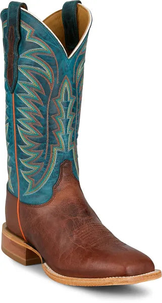 Men's Justin Burchett Cognac Goat with 13" Blue Cowhide Tops - CX1312