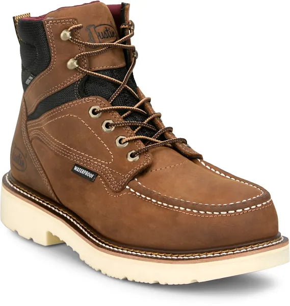 Men's Justin Garren Brown Cowhide 6" WP Lace Up Moc Steel Toe - HW687