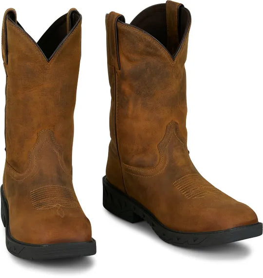 Men's Justin Trencher Brown Water Buffalo Water Proof Work Boot - PD4066