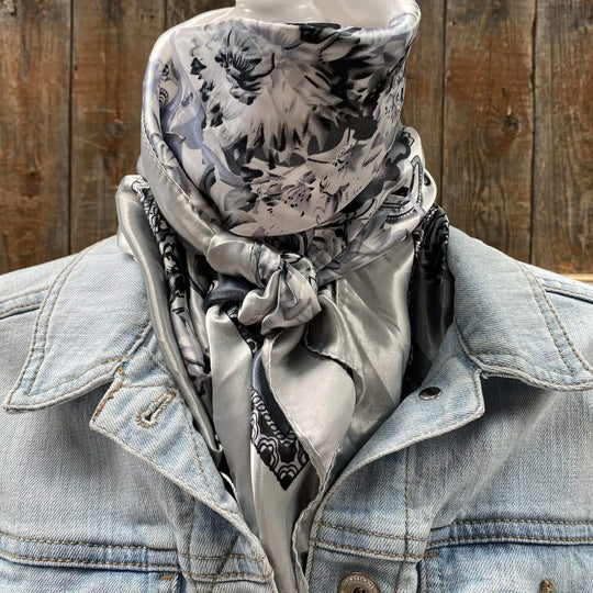 Rodeo Drive Silver & White Paisley Wild Rag/Scarf - WR172